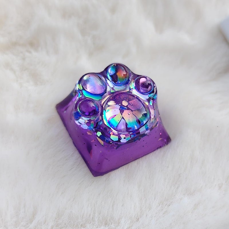 Elacgap Cat Claw Keycap Cute Drip Glue Backlight Keycaps DIY ESC Arrow Key Keycap Replacement for Cherry MX Gaming Mechanical Keyboard (Dark Purple) - Image 1